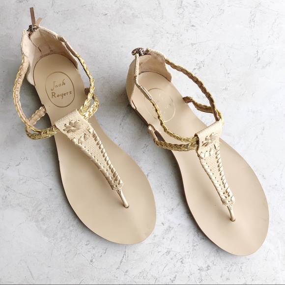 Jack Rogers Shoes - Jack Rogers || NWT Jenna Gold Sandal Size 9.5